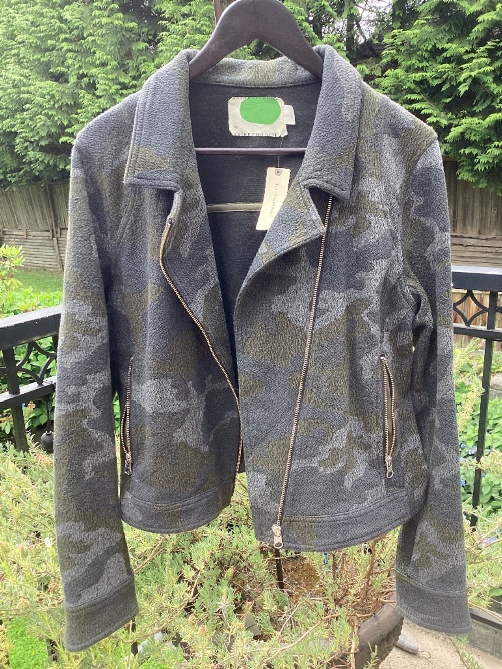 Anthropologie BNWT camouflage moto jacket. L